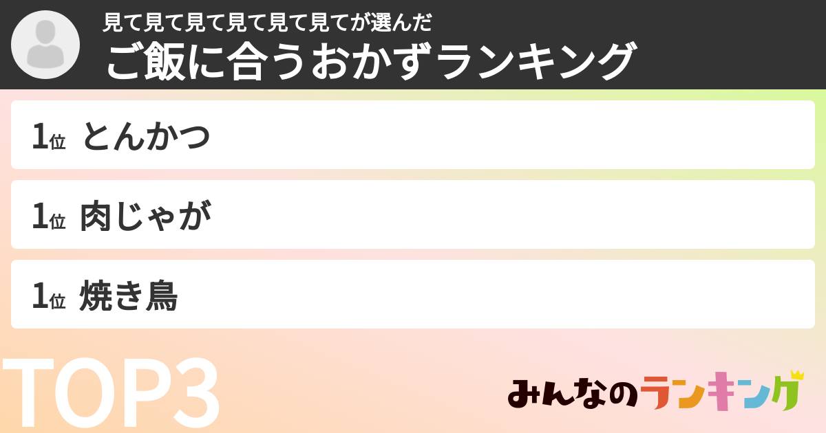 見て見て見て見て見て見てさんの「ご飯に合うおかずランキング」
