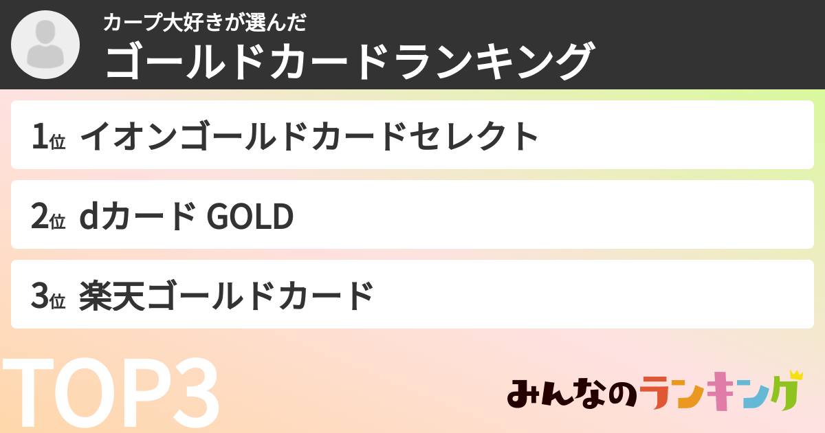 カープ大好きさんの「ゴールドカードランキング」