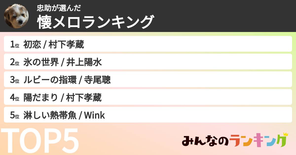 忠助さんの「懐メロランキング」