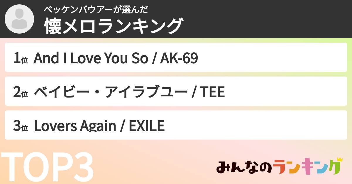 ベッケンバウアーさんの「懐メロランキング」
