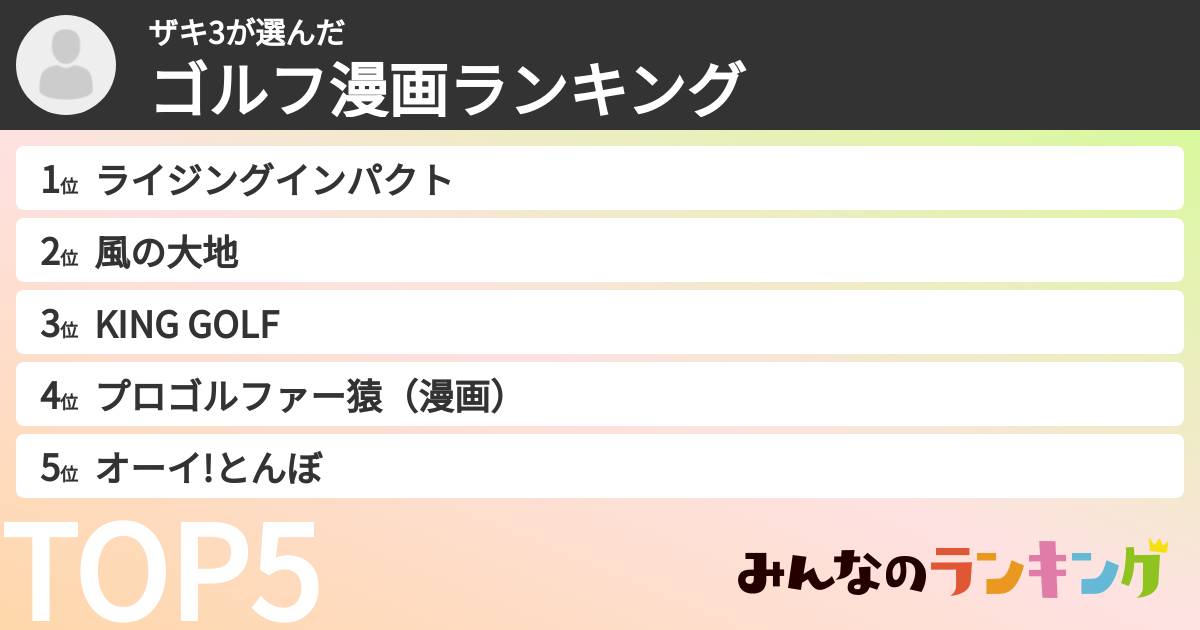 ザキ3さんの「ゴルフ漫画ランキング」