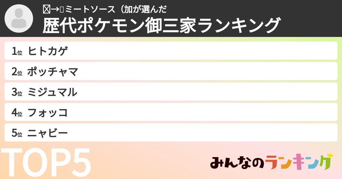 ❤︎→🍝ミートソース（加さんの「歴代ポケモン御三家ランキング」