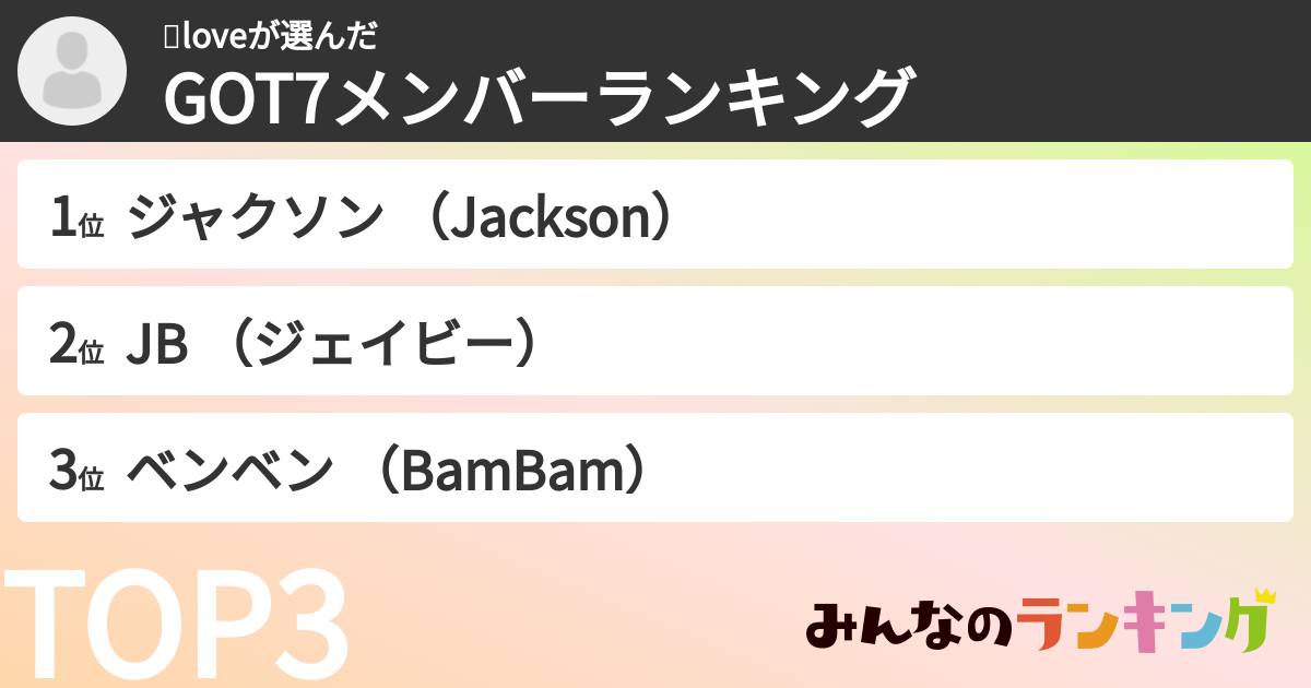 한loveさんの「GOT7メンバーランキング」