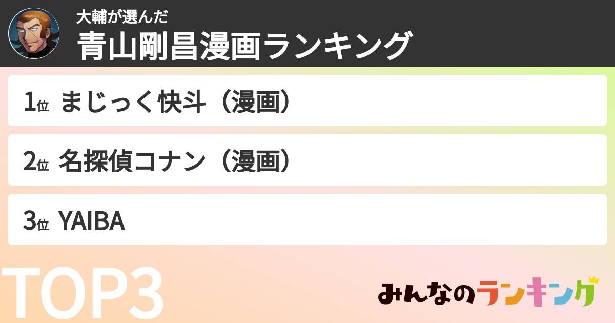 大輔さんの「青山剛昌漫画ランキング」