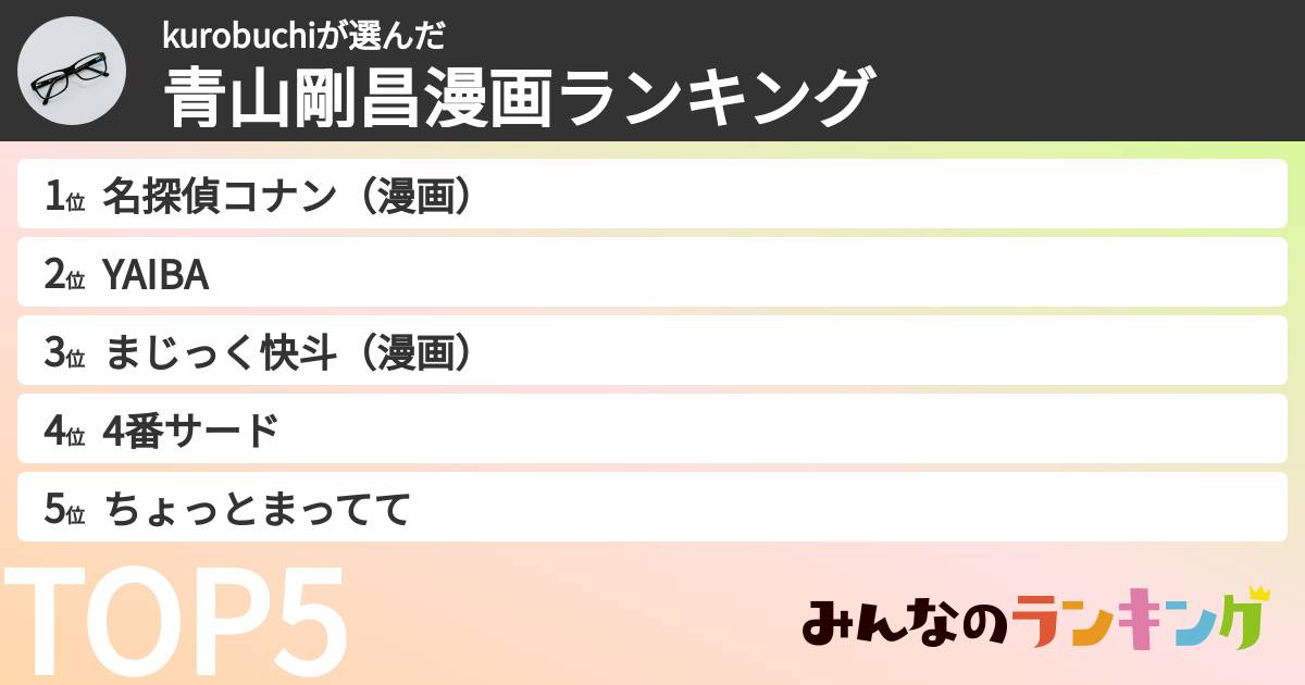 kurobuchiさんの「青山剛昌漫画ランキング」