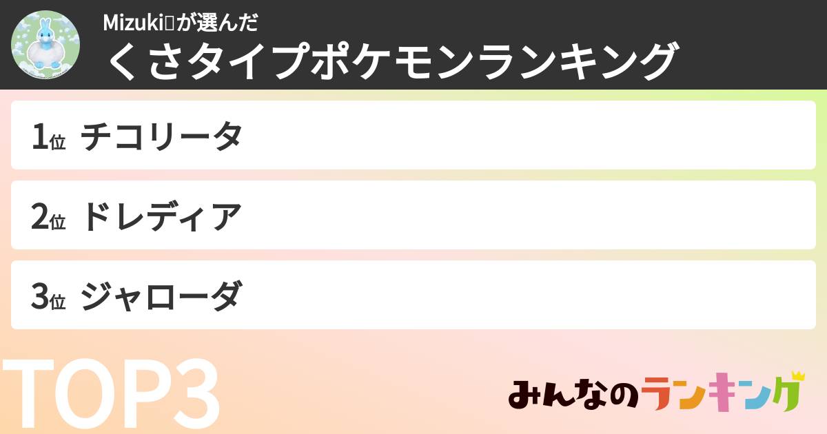 Mizuki💕さんの「くさタイプポケモンランキング」