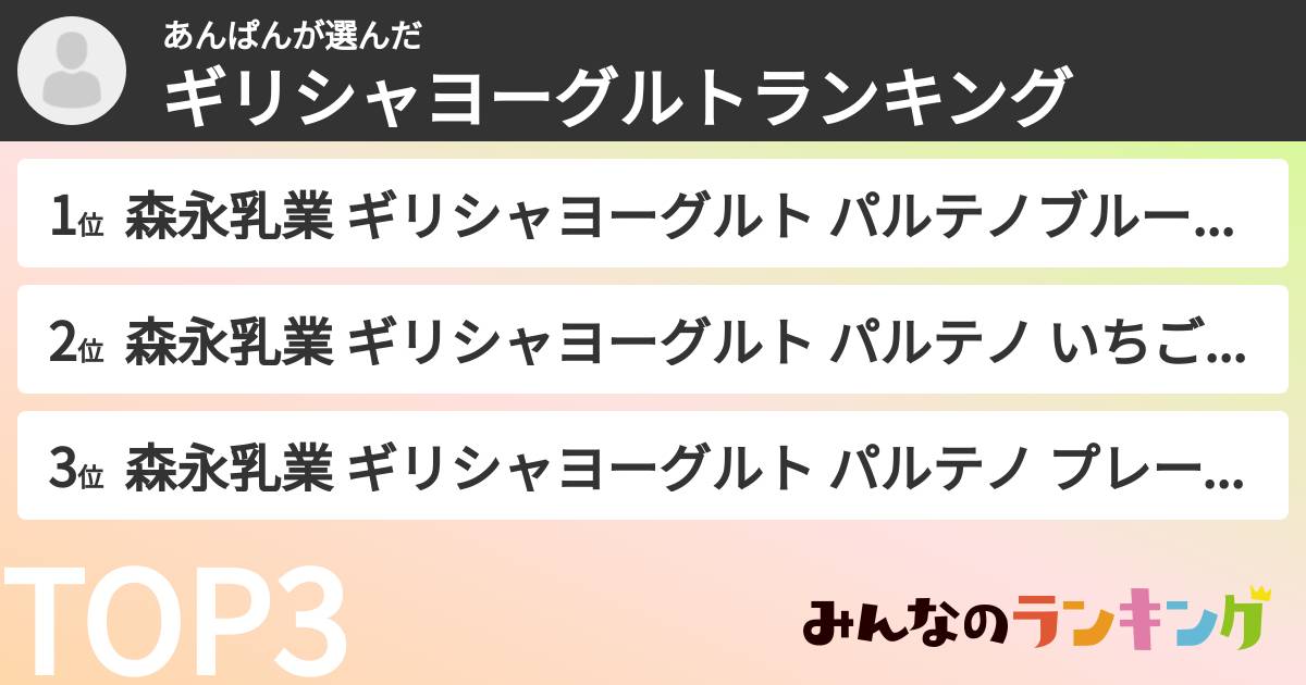 あんぱんさんの「ギリシャヨーグルトランキング」