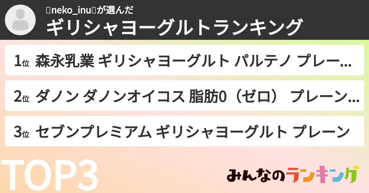🐈neko_inu🐩さんの「ギリシャヨーグルトランキング」