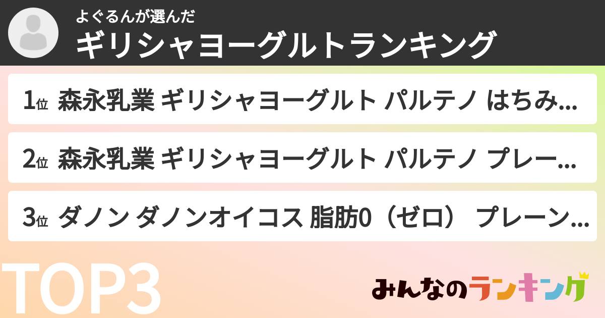 よぐるんさんの「ギリシャヨーグルトランキング」