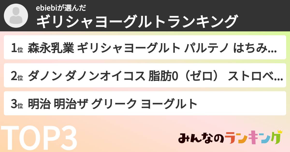 ebiebiさんの「ギリシャヨーグルトランキング」