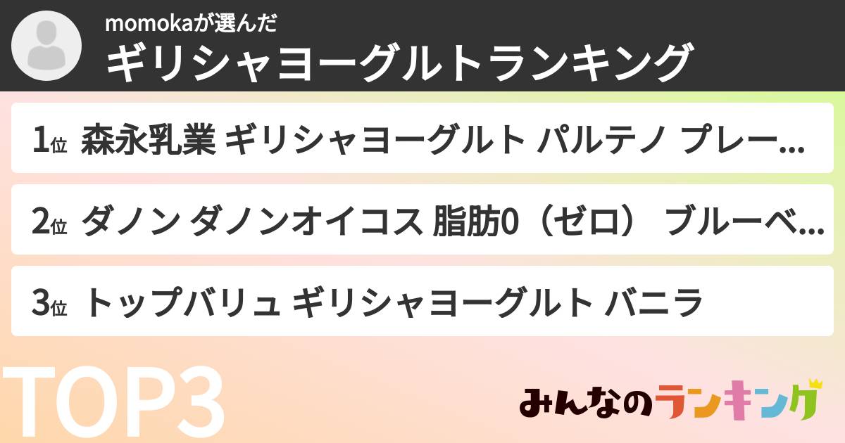 momokaさんの「ギリシャヨーグルトランキング」
