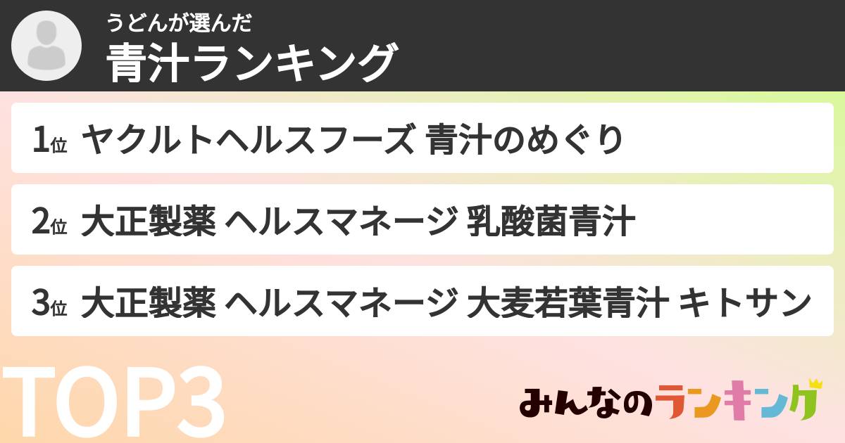 うどんさんの「青汁ランキング」