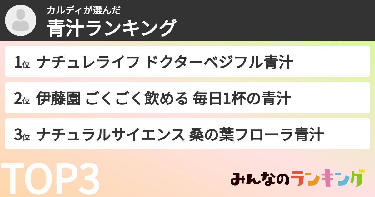 カルディさんの「青汁ランキング」