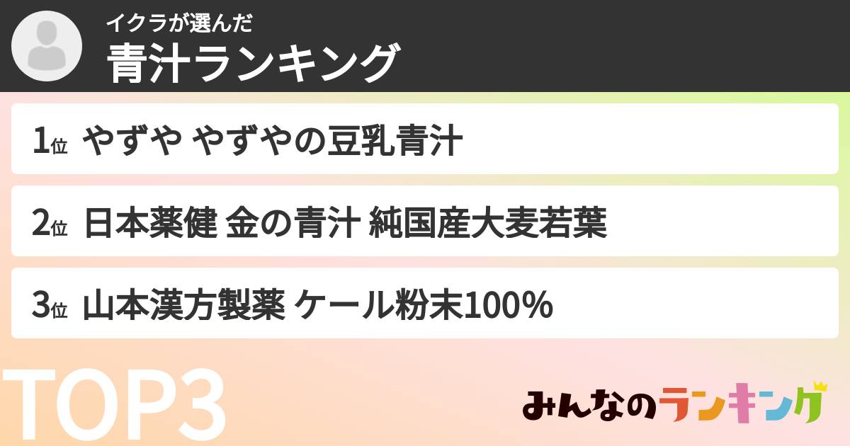 イクラさんの「青汁ランキング」