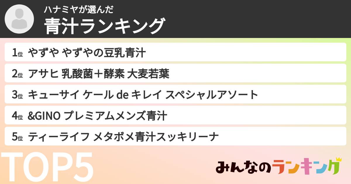 ハナミヤさんの「青汁ランキング」