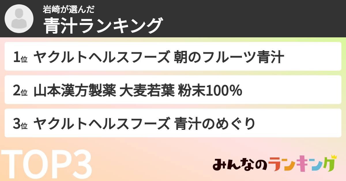 岩崎さんの「青汁ランキング」