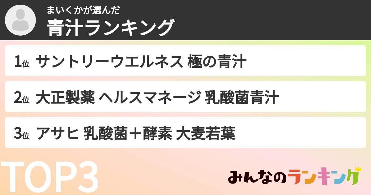 まいくかさんの「青汁ランキング」