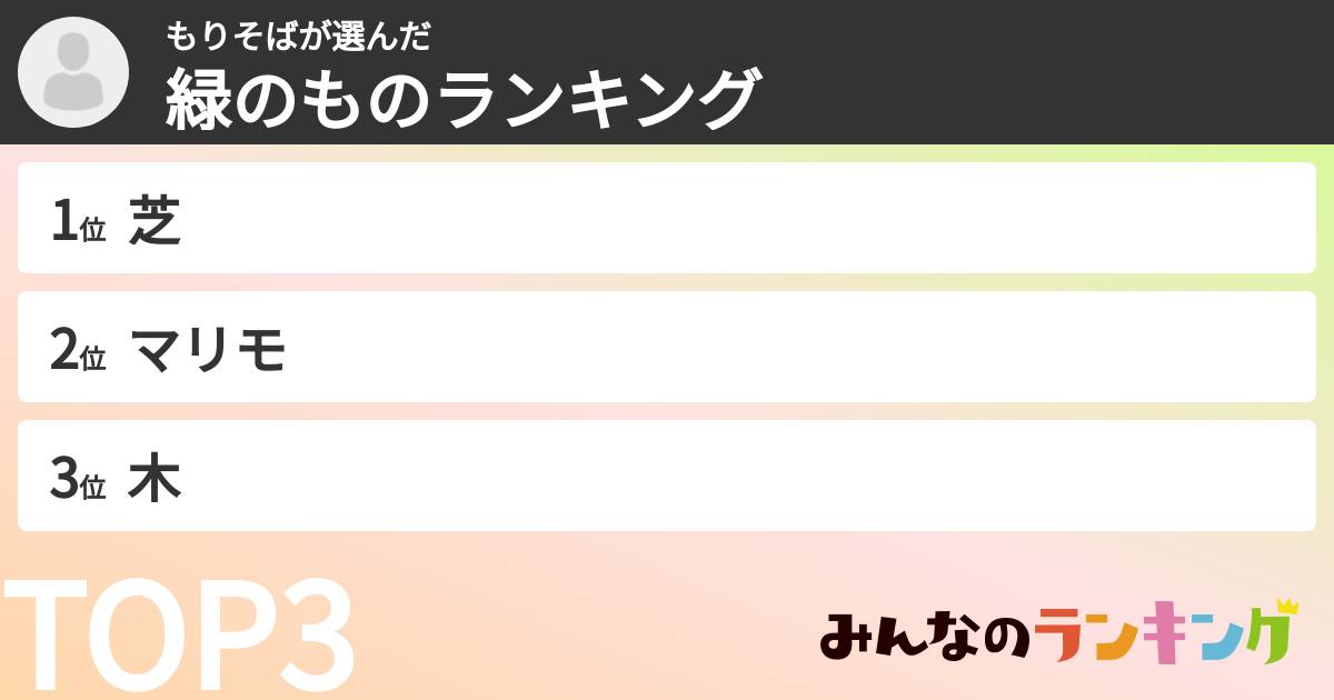 もりそばさんの「緑のものランキング」