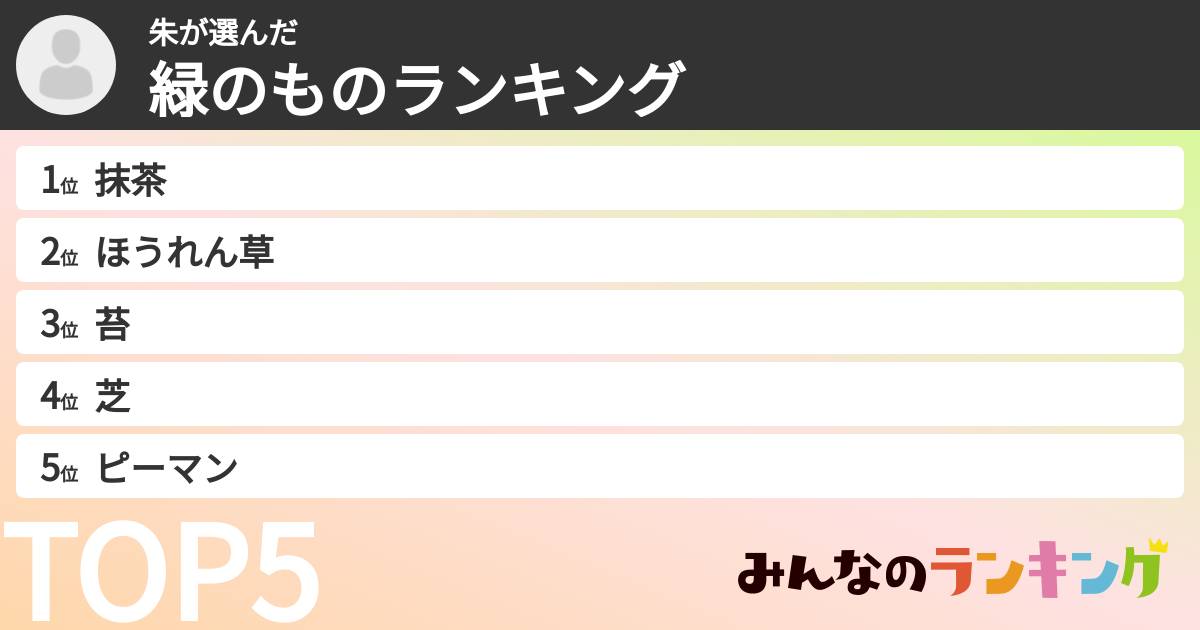 朱さんの「緑のものランキング」