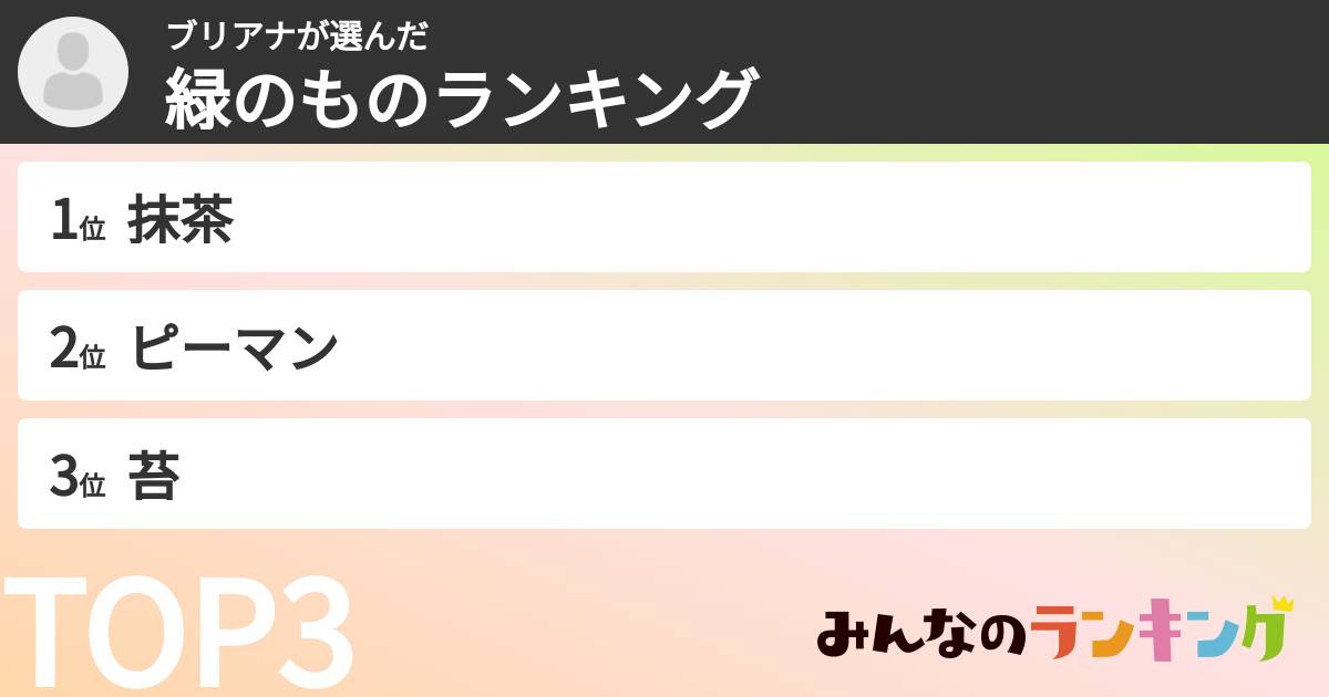 ブリアナさんの「緑のものランキング」