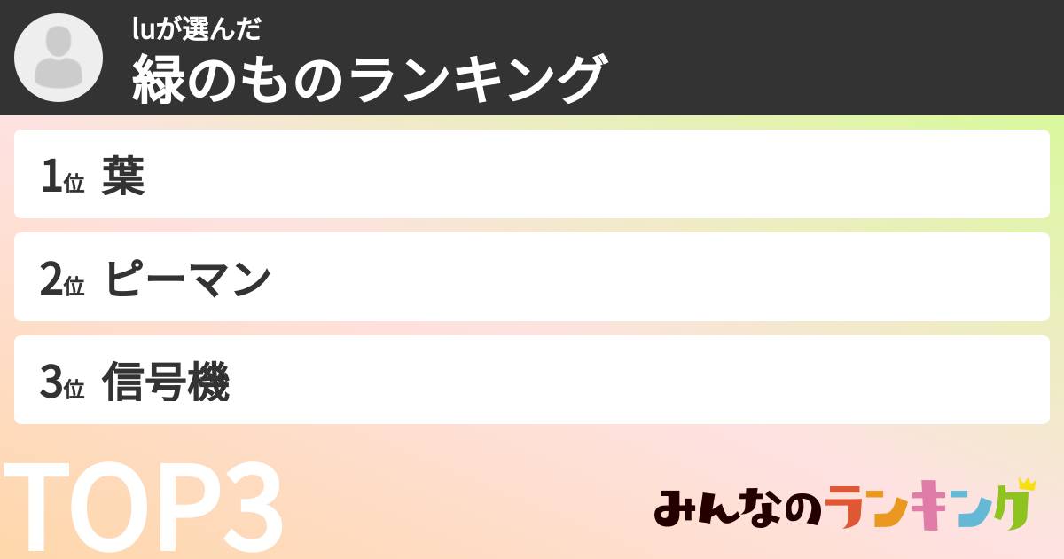 luさんの「緑のものランキング」
