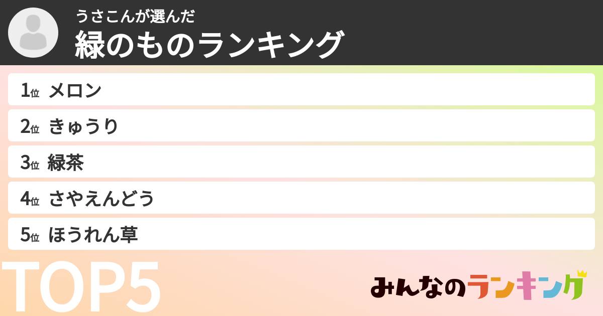 うさこんさんの「緑のものランキング」