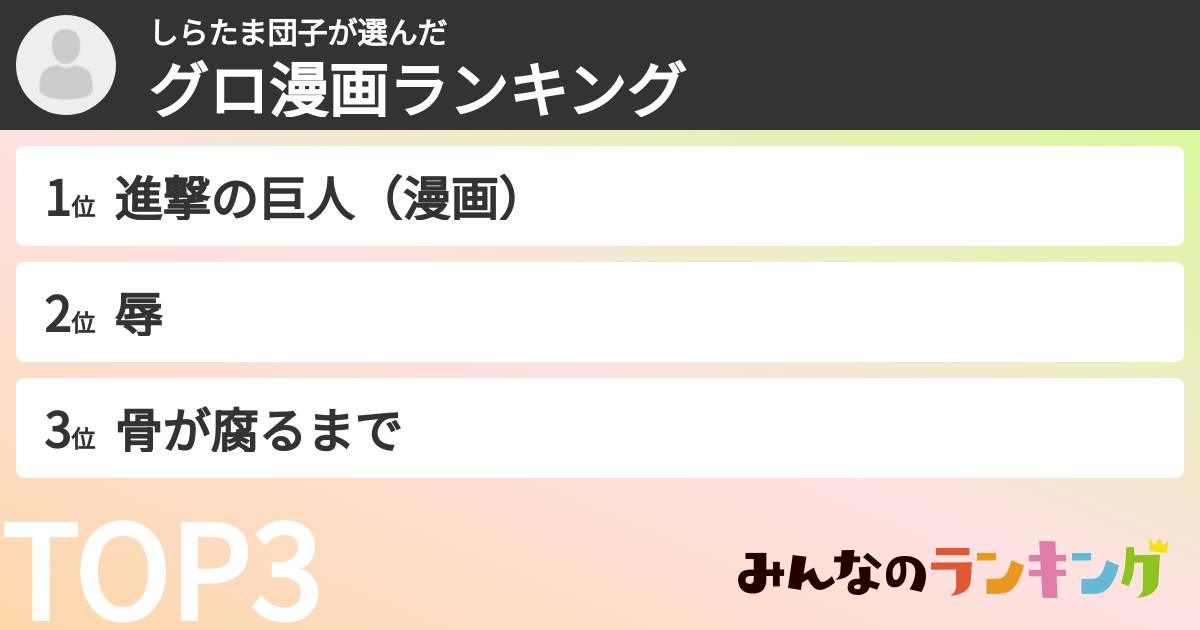 しらたま団子さんの「グロ漫画ランキング」