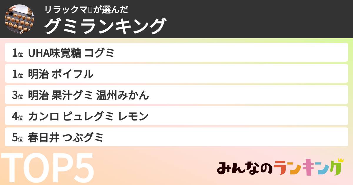 リラックマ🐻さんの「グミランキング」