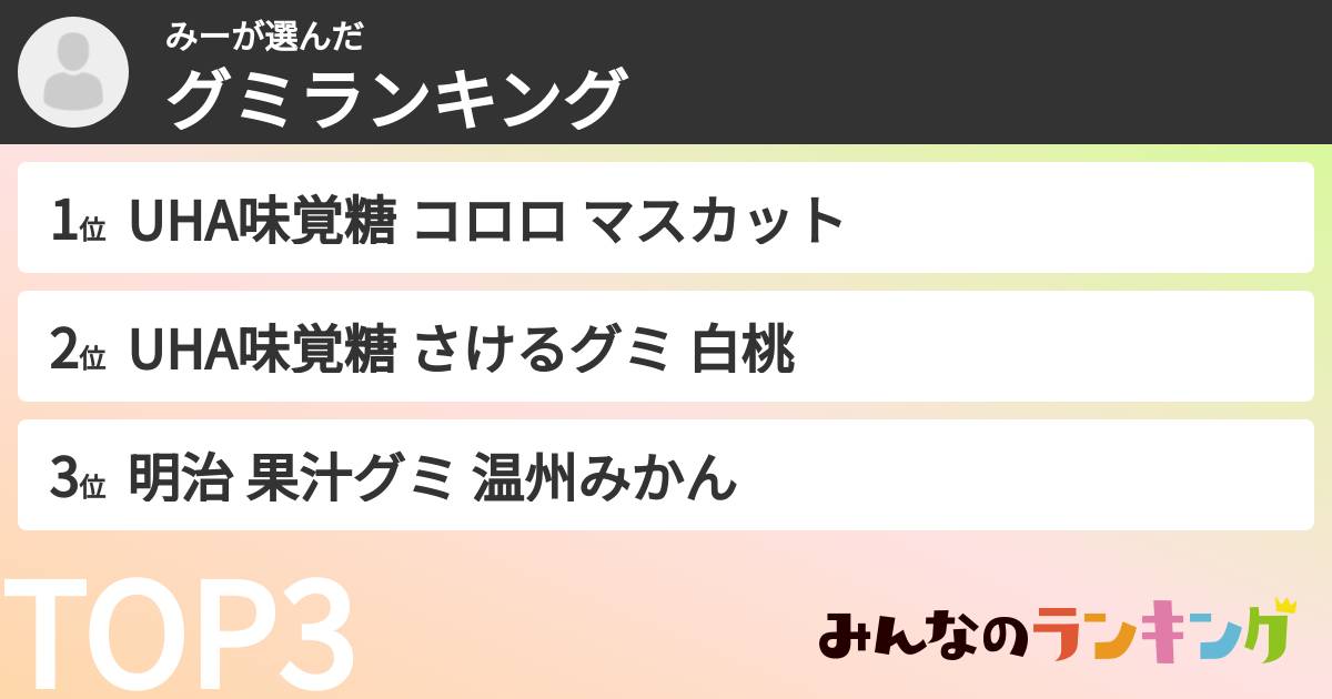 みーさんの「グミランキング」