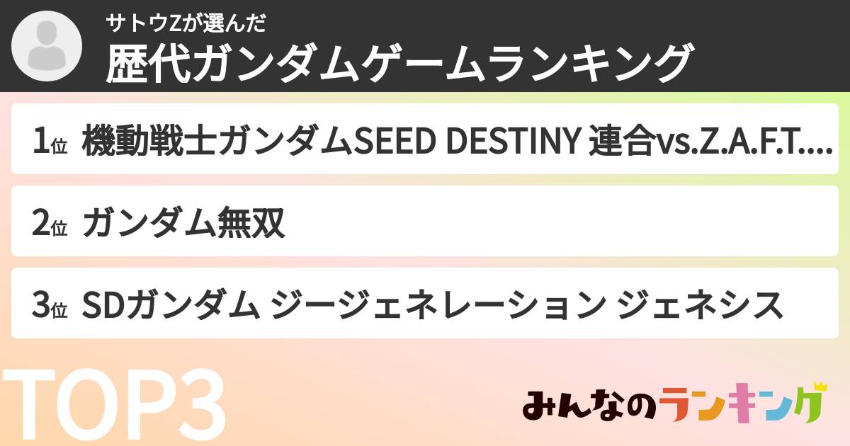 サトウZさんの「歴代ガンダムゲームランキング」