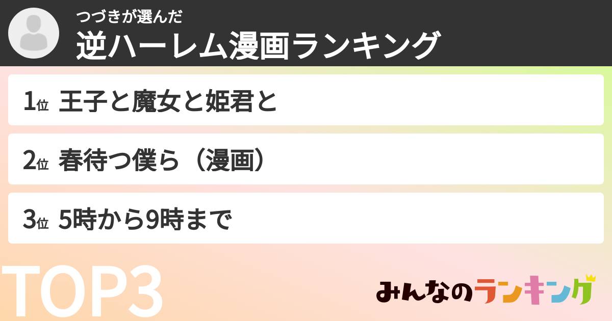 つづきさんの「逆ハーレム漫画ランキング」