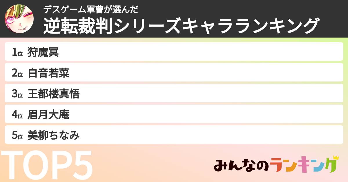 デスゲーム軍曹さんの「逆転裁判シリーズキャラランキング」