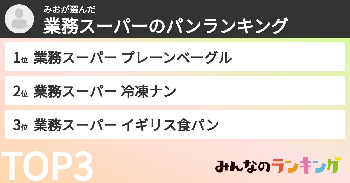 みおさんの「業務スーパーのパンランキング」
