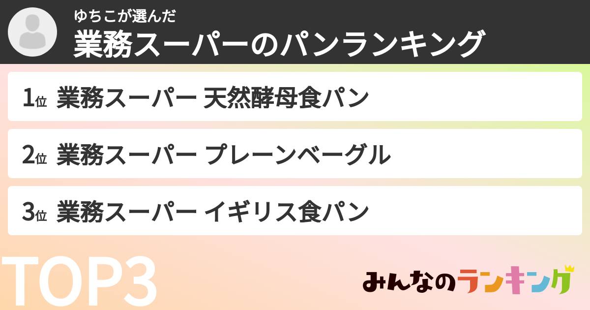 ゆちこさんの「業務スーパーのパンランキング」