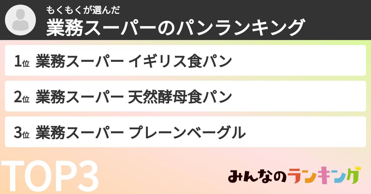 もくもくさんの「業務スーパーのパンランキング」