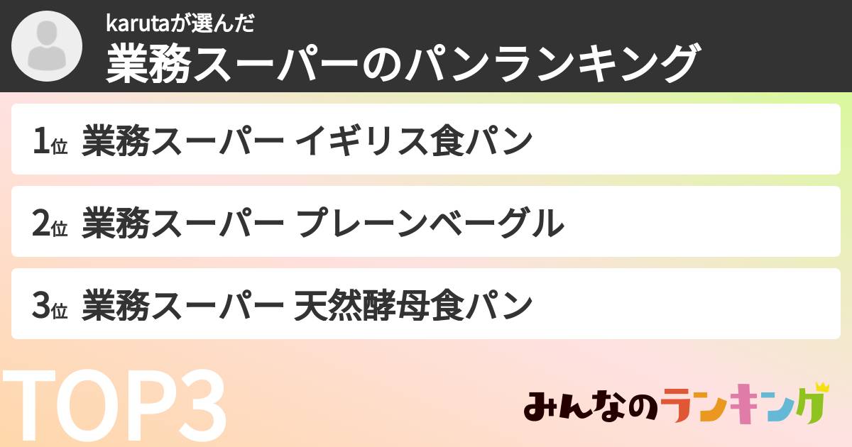karutaさんの「業務スーパーのパンランキング」