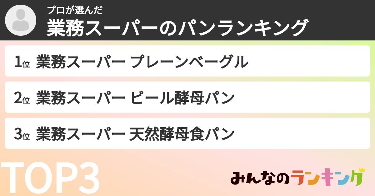 プロさんの「業務スーパーのパンランキング」