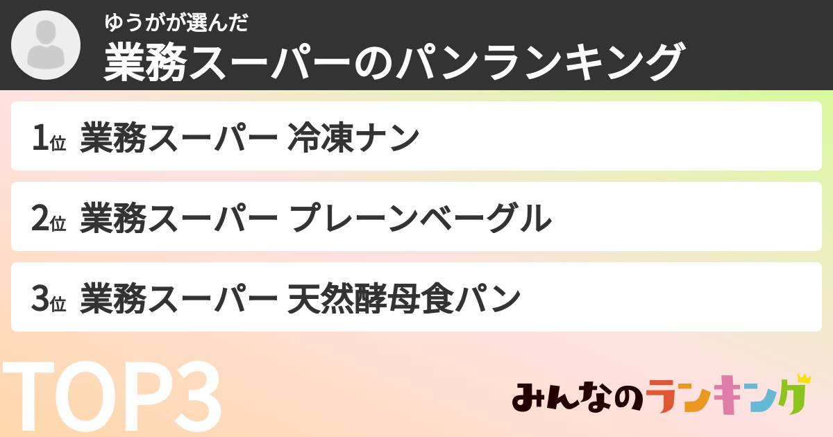 ゆうがさんの「業務スーパーのパンランキング」