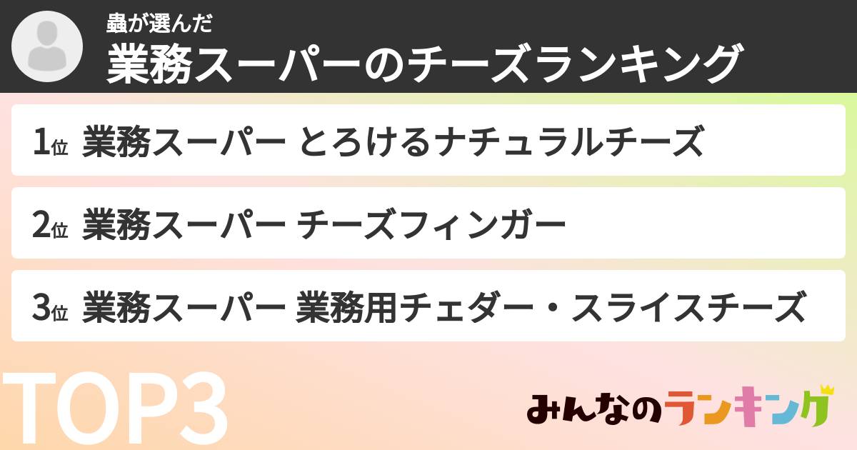 蟲さんの「業務スーパーのチーズランキング」