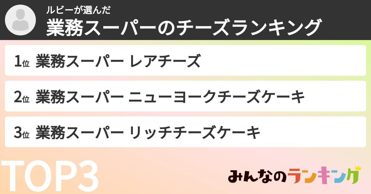 ルビーさんの「業務スーパーのチーズランキング」
