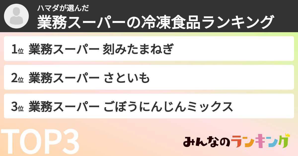 ハマダさんの「業務スーパーの冷凍食品ランキング」