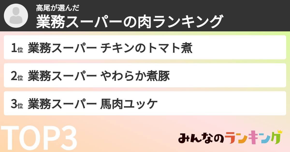 高尾さんの「業務スーパーの肉ランキング」