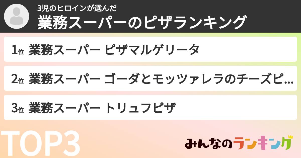 3児のヒロインさんの「業務スーパーのピザランキング」