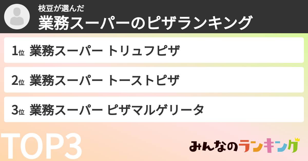 枝豆さんの「業務スーパーのピザランキング」