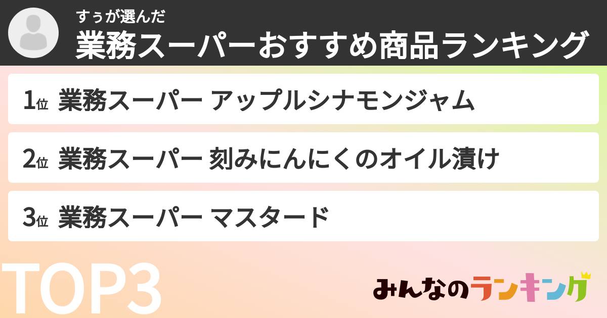 すぅさんの「業務スーパーおすすめ商品ランキング」