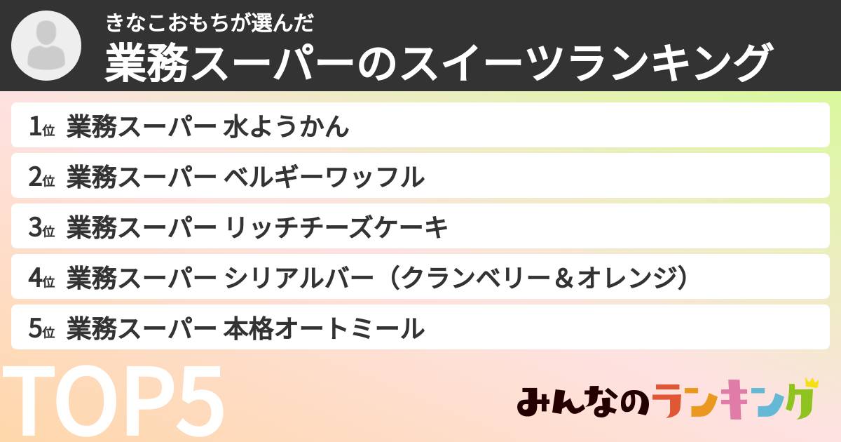 きなこおもちさんの「業務スーパーのスイーツランキング」
