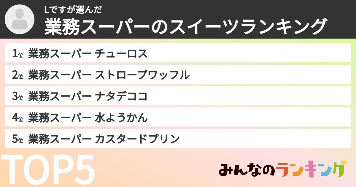 Lですさんの「業務スーパーのスイーツランキング」