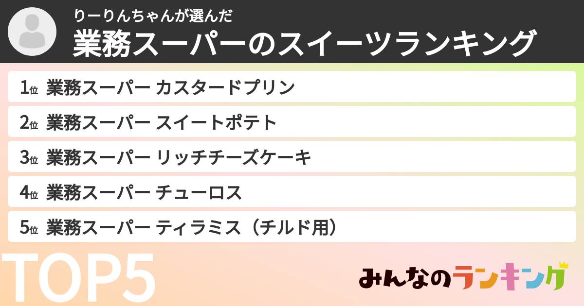 りーりんちゃんさんの「業務スーパーのスイーツランキング」