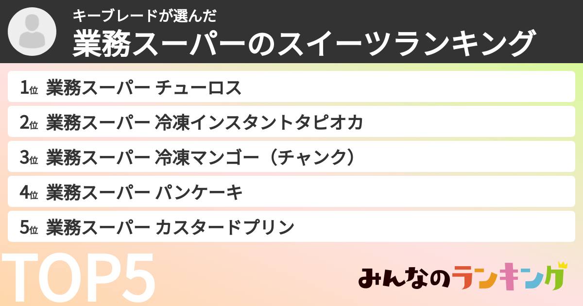 キーブレードさんの「業務スーパーのスイーツランキング」