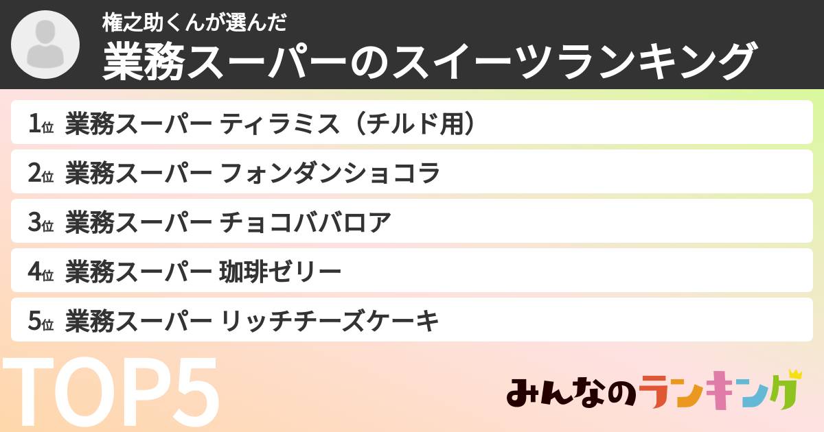 権之助くんさんの「業務スーパーのスイーツランキング」